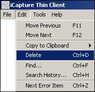 Operations icapture - Thin Client User s Guide 3.2.11.0 Deleting a Deposit icapture allows you to delete an entire deposit.
