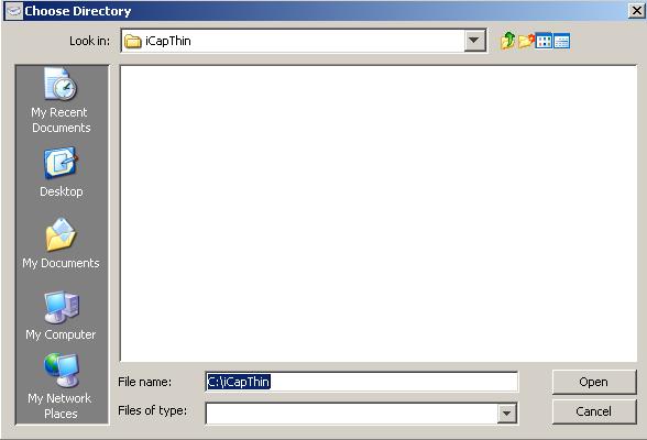 icapture - Thin Client User s Guide 3.2.11.0 Operations To change this path, click on the Browse button.