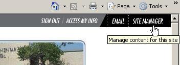 5. Select the Site Manager link from the upper right-hand