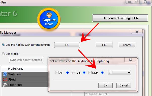 A profile is a collection of settings you picked on the From and To tab, such as what to capture and where to save your captures.