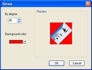 Rotate Left Rotate Right Mirror On the Rotate dialog, you can choose a degree to rotate and