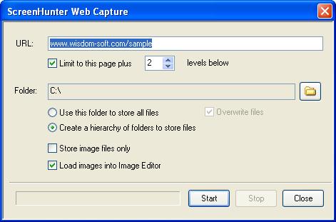 Web Capture ScreenHunter Web Capture provides a convenient way to search and download images from a website on the Internet. URL Enter the website URL.