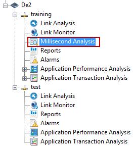 For example, the network link "training" enables millisecond statistics: Then the network link "training" is provided