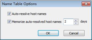 : Sets name table options. : Imports a name table file to current name list. : Saves current name list to a.csta file. Click, the Name Table Options dialog box appears.