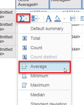 Click the column header of the data item that is to be summarized.