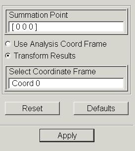 Freebody Loads: Application Application: Fastener Forces Freebody forces/moments can be displayed in either Analysis coordinate frame of the nodes Or, any single coordinate system, i.e., Coord 0, Coord 87, etc.