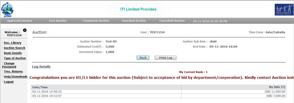 You need to go to completed auction section and click on the Hammer icon to verify that you are the successful bidder or not.