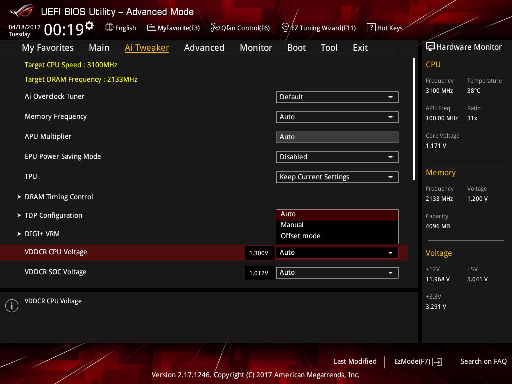 3.2.1 Advanced Mode By default, the Advanced Mode screen appears when you enter the BIOS setup program.