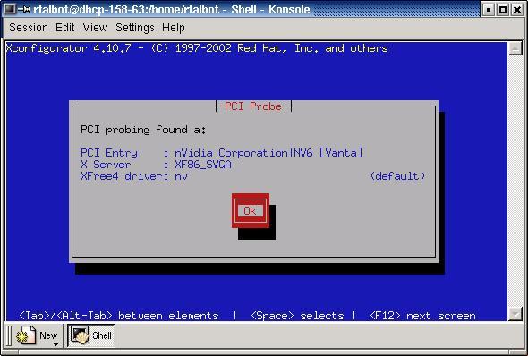 4. In this screen, the system is detecting which type of video card is installed in the system, which version of X server is installed, and what driver is installed.