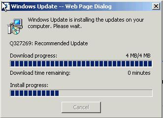 A dialog box will appear to inform the user of download and installation progress. 5.