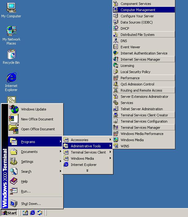 Once in the Administrative Tools submenu, left-click on Computer Management.