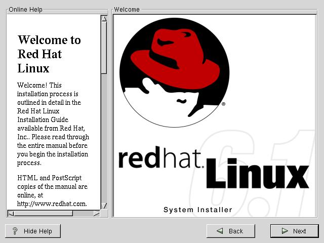 Step 6: Welcome to Red Hat Linux The Welcome screen is for informational purposes only.