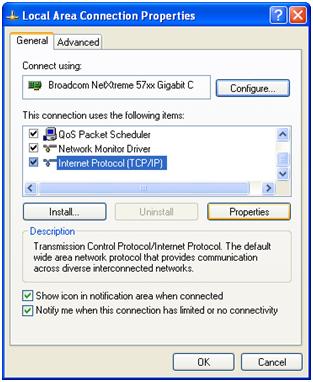 Setting up the IP Address on the D9887B Receiver Setting up the IP Address on the PC Proceed as follows to set the IP address on the PC: Note: The following example is based on a PC running Windows