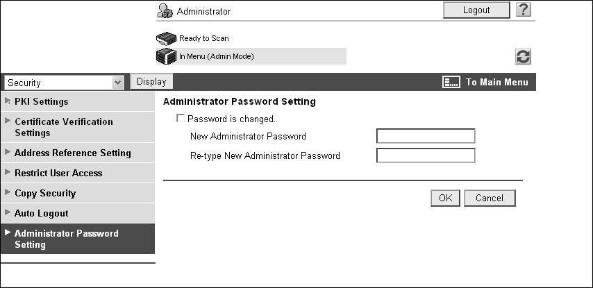 8 Configuring the administrator password 8.15 8.15 Configuring the administrator password Configure the administrator password of this machine.