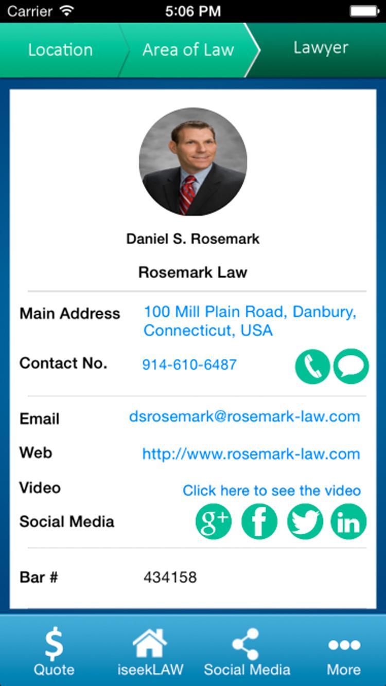 Step 3: Lawyer Profile No other app on the planet will provide the App User with this amount of information at their fingertips!