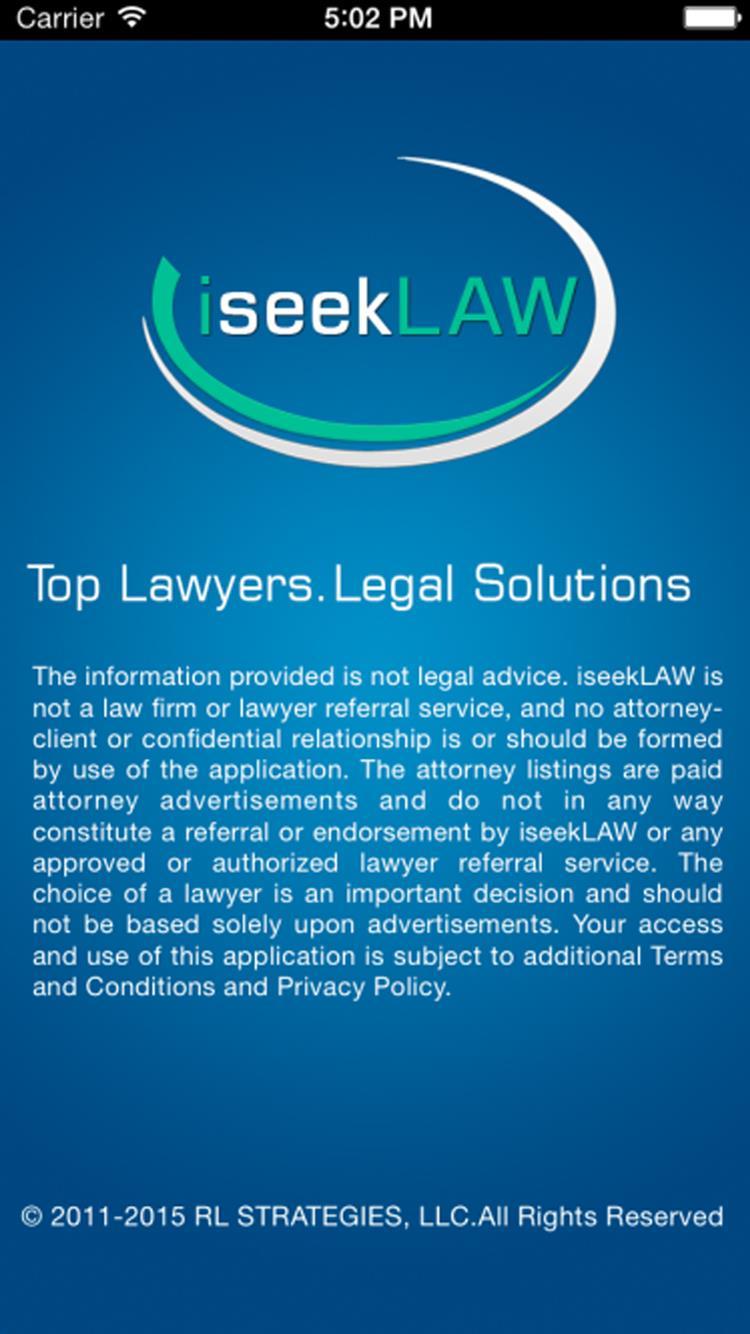 iseeklaw: Enhanced Social Media Directory for Lawyers, Attorneys and Law Firms Description iseeklaw is legal search engine dedicated to helping the consumer find the right lawyer from any mobile