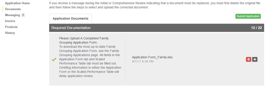 Submitting the Application Click