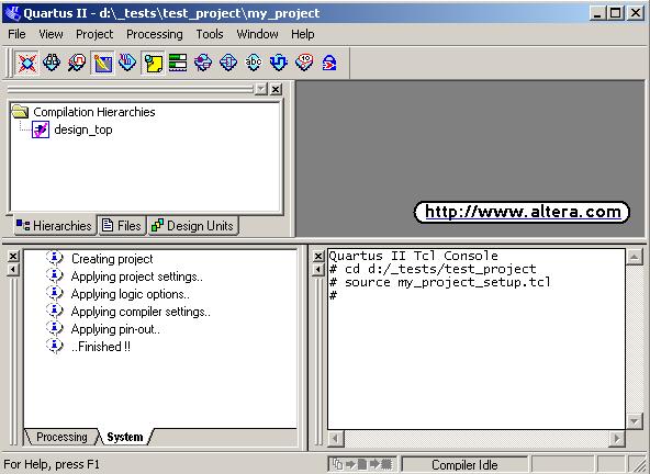 Bridge Wizard creates a TCL project setup file for Quartus named <project_name>_setup.