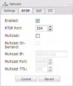 3.7.2 RTSP Tab Enabled - Check the Enabled box to enable the Real Time Streaming Protocol (RTSP).