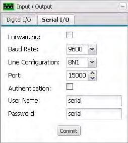 3.8.2 Serial I/O Tab Forwarding - Check the Forwarding box to enable serial port forwarding.