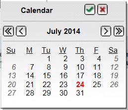 Visual Assist Keys Calendar Click in field that requires a date. Click Calendar button that appears at right.