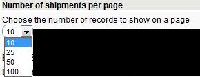 F.2 - Number of Shipments Per Page Number of shipments per page Enables you to define the number of records to be displayed on the Report Results page.