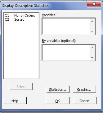 ..You may select additional statistics and then click OK. You will be back to Display Descriptive Statistics dialog box.