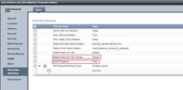 4. Change DHCP Support to True 5.