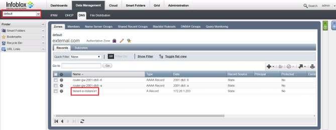 2. Select the external network and associate the floating IP. Verifying the floating IP creation in NIOS 1.