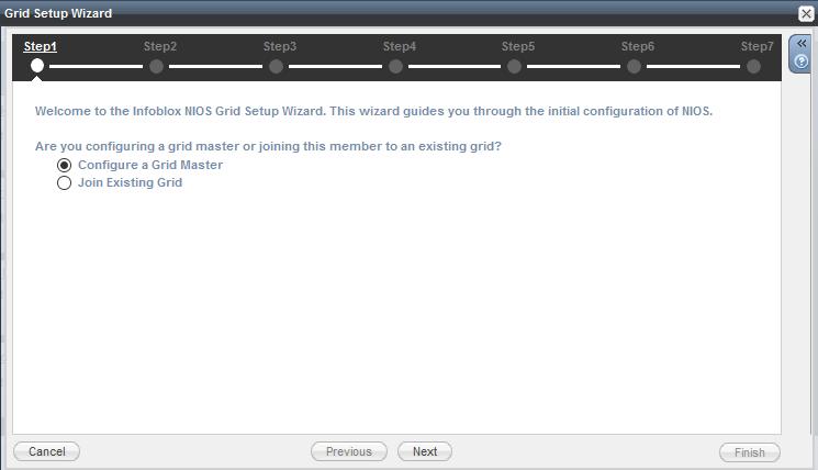 6. Configure this NIOS instance as grid master 7. Change the Host Name to nios.infoblox.com and leave the other options as default.