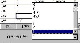 Channel Setup Window Selecting the Channel Setup Tab displays the analog and scanned digital input channels and allows you to configure them. Each row shows a single channel and its configuration.