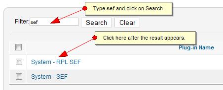 Type sef in front of Filter label and click on Search. 4.
