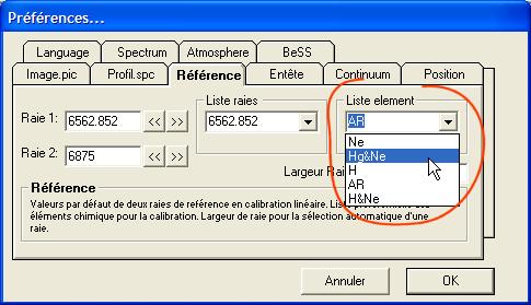 Tools dialog box préférences Tab Reference Each lines of the list_elt.txt texte file will the items of the drop-down list in the tab References.