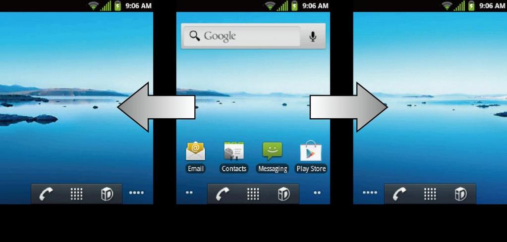 Extended Screens In addition to the Home screen, your phone has four extended screens to provide more space for adding icons, widgets, and more.