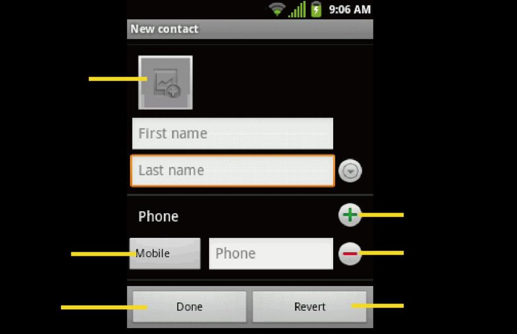 Organization More: Touch More to include additional information such as IM(address), Notes, Nickname, Website, etc.