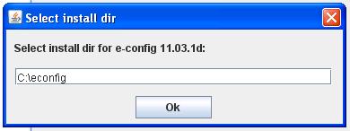 Select the install directory to install e-config