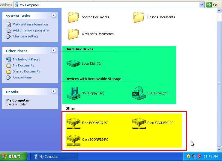 4. Share files through XP mode and Windows 7. It is possible to share files from XP mode environment to Windows 7 environment.