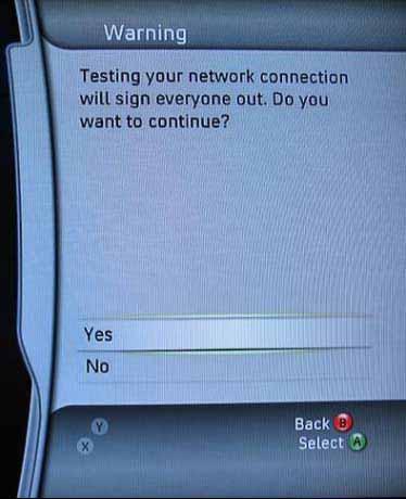 5 If the Xbox 360 was previously configured to connect with an Access Point the
