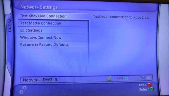 Step 12 Return to the Network Settings menu and select Test Xbox Live
