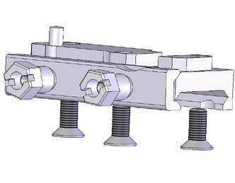 The adapter for the Picatinny rail attaches to the sight by means of three screws, and clamps to the rail mount with two adapter knobs.