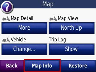 Most Garmin devices provide a list of installed maps by selecting the Tools or