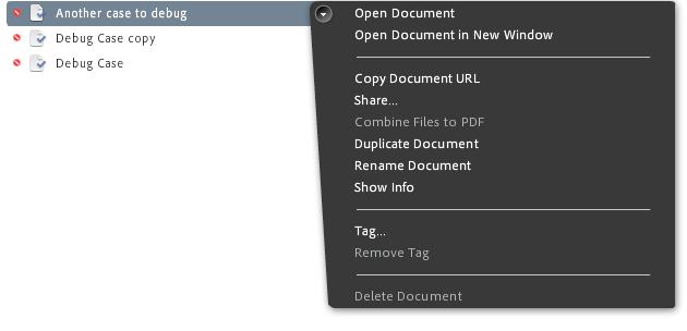 10 The file context menu provides basic commands you can perform on a file in the common organizer. Organize files in workspaces A workspace is a way to share a group of files with a team of people.