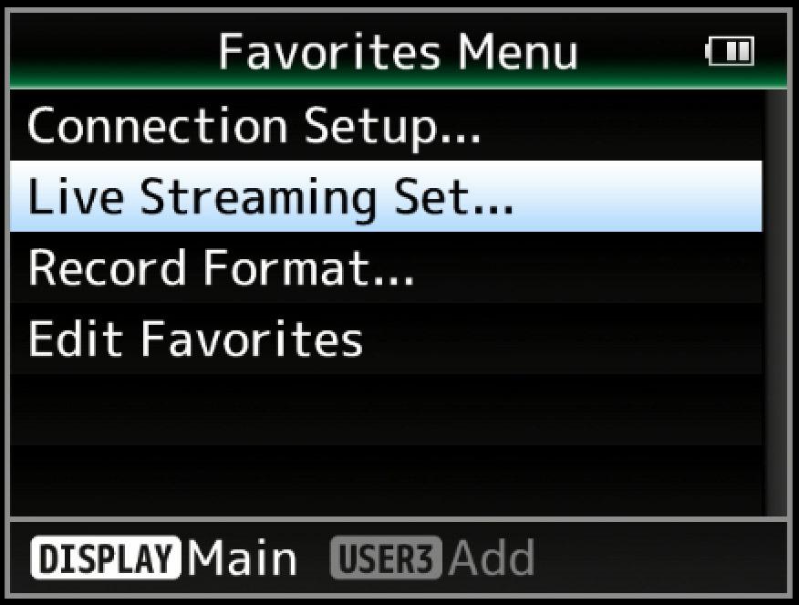 Selecting camera Recording Mode and Streaming resolution / bitrate.