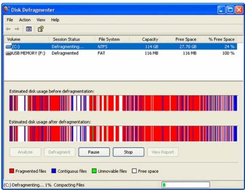 Disk Cleanup and Disk Defragmenter The computer can slow down if the OS is searching through