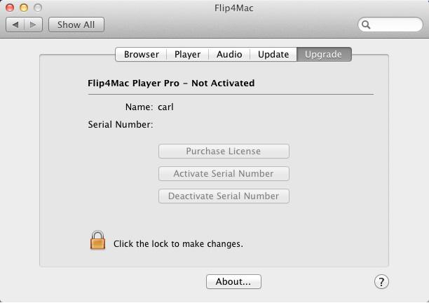 Installing and Upgrading Checking for Updates to Flip4Mac Player 23 Open System Preferences (under the Apple menu), click the Flip4Mac icon to display Preferences, and then click the Upgrade tab.