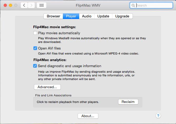 48 Flip4Mac Basic Features Movie Player Settings Movie Player Settings The movie player settings control how Windows Media files are opened by Flip4Mac.