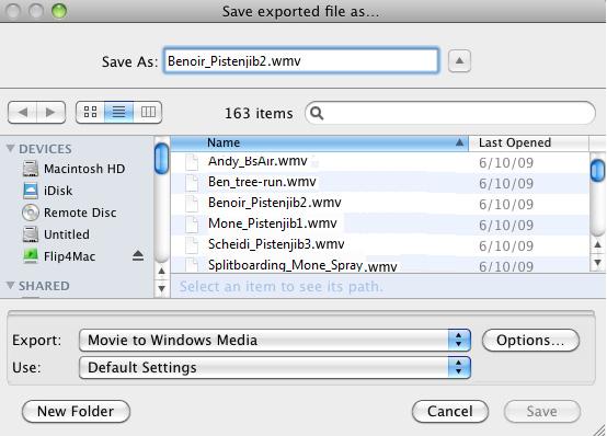 56 Advanced Features Exporting Windows Media To select a preset, click the Preset pull-down menu to display all the presets available (for your license level).