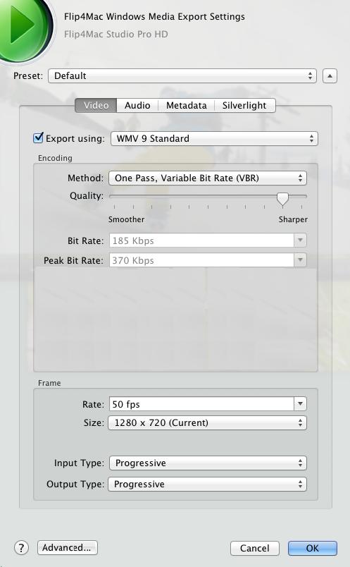 Advanced Features Video Encoder Settings 59 Video Encoder Settings The Video settings tab enables you to specify how the video track is encoded when exporting.
