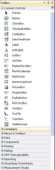 10 Visual Studio The Toolbox contains all the