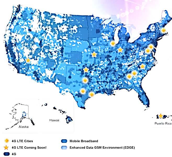 CONCLUSION Fig: 3G and 4G Wireless Coverage in USA (Source: AT&T) The adoption, deployment, and usage of 4G LTE technologies are now in full swing. Major telecoms operators are offering such services.